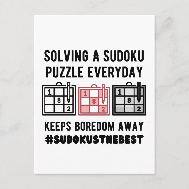 Solving a sudoku puzzle a everyday   postcard (Front)
