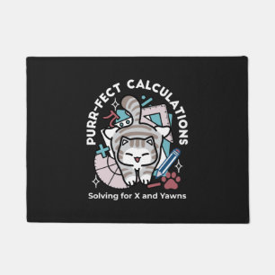 Solving for X and Yawns – Cute Tabby Cat Math Pun Doormat