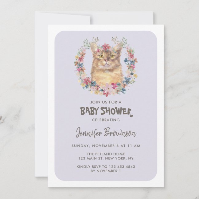 Somali Cat Baby Shower Invitation