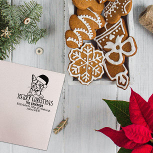 Somali Cat Return Address Christmas  Rubber Stamp