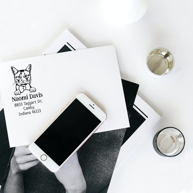 Somali Cat Return Address Pet  Rubber Stamp (Creator Uploaded)