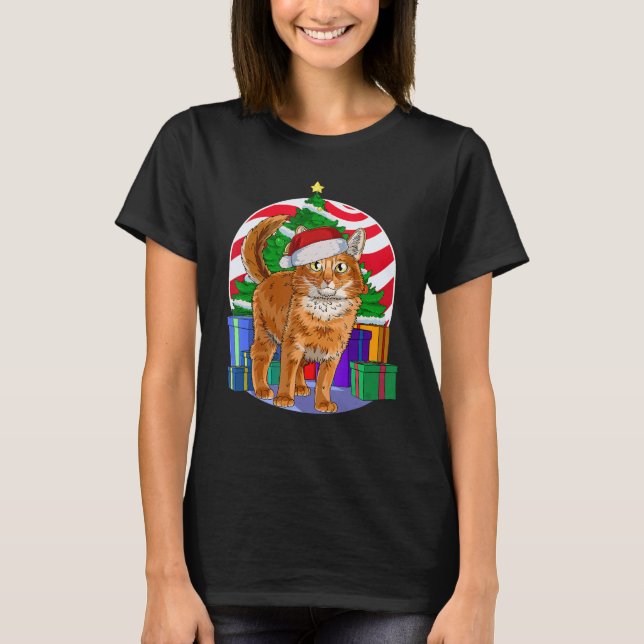 Somali Cat Santa Christmas Tree Decor T-Shirt (Front)