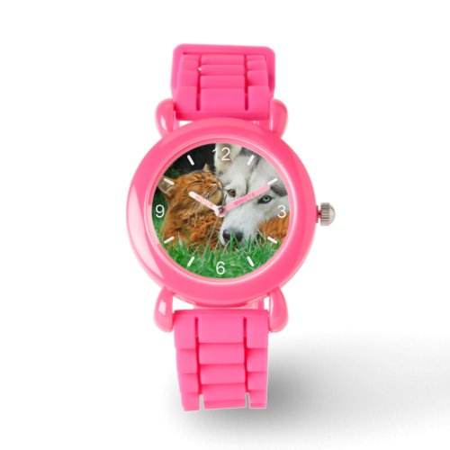 Somali Cat Siberian Husky Cute Friends  dial_plate Watch