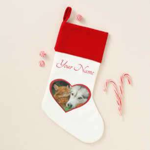 Somali Cat Siberian Husky Cute Friends Heart  Name Christmas Stocking