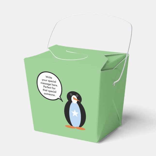 Somali Talking Ms. Penguin Personalized Favor Boxes (Front Side)