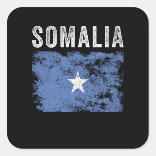 Somalia Flag Distressed _ Somali Flag Square Sticker