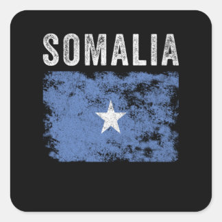 Somalia Flag Distressed - Somali Flag Square Sticker