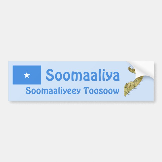Somalia Flag + Map Bumper Sticker (Front)