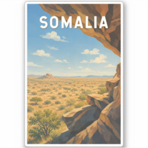 Somalia Illustration Travel Art Vintage Sticker