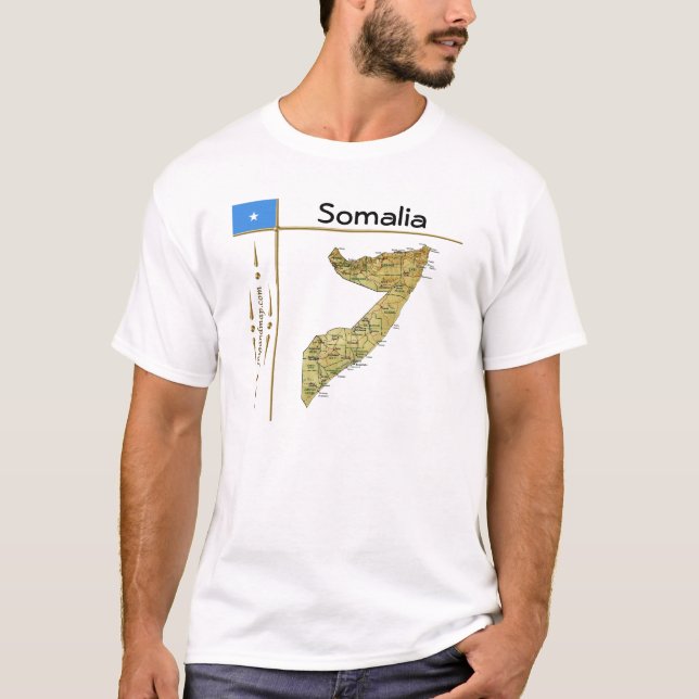 Somalia Map + Flag + Title T-Shirt (Front)