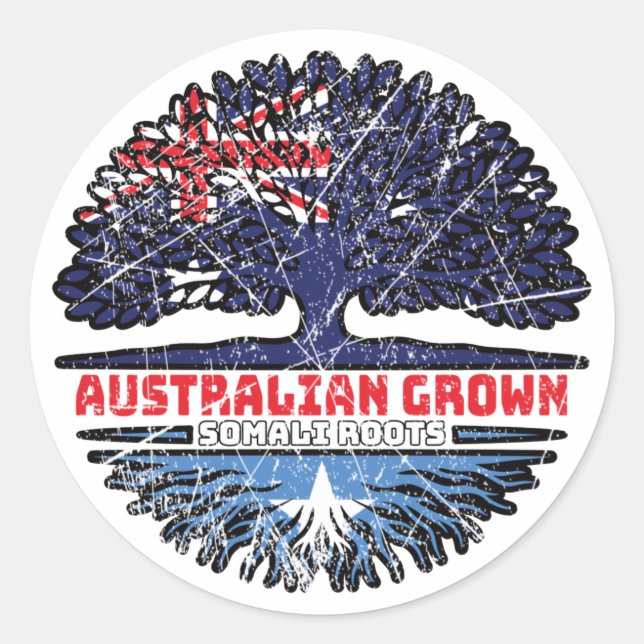 Somalia Somali Australian Australia Tree Roots Classic Round Sticker (Front)