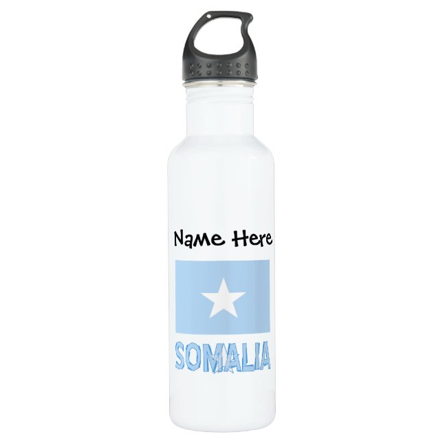 Somalia Somali Flag Black Personalization  Stainless Steel Water Bottle (Front)
