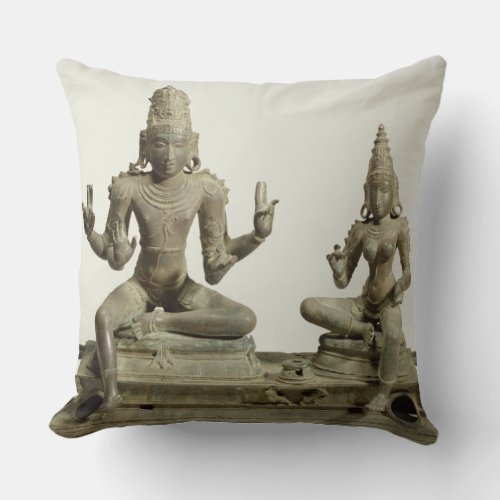 Somaskanda Chola Tamil Nadu bronze Throw Pillow