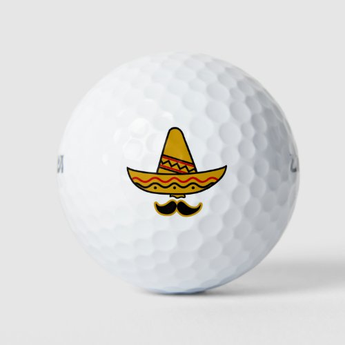 Sombrero and Moustache Golf Balls