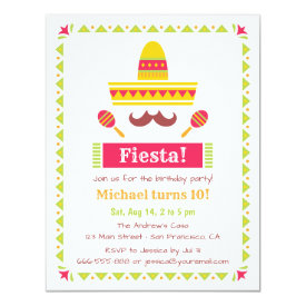 Sombrero and Moustache Mexican Fiesta Party Card