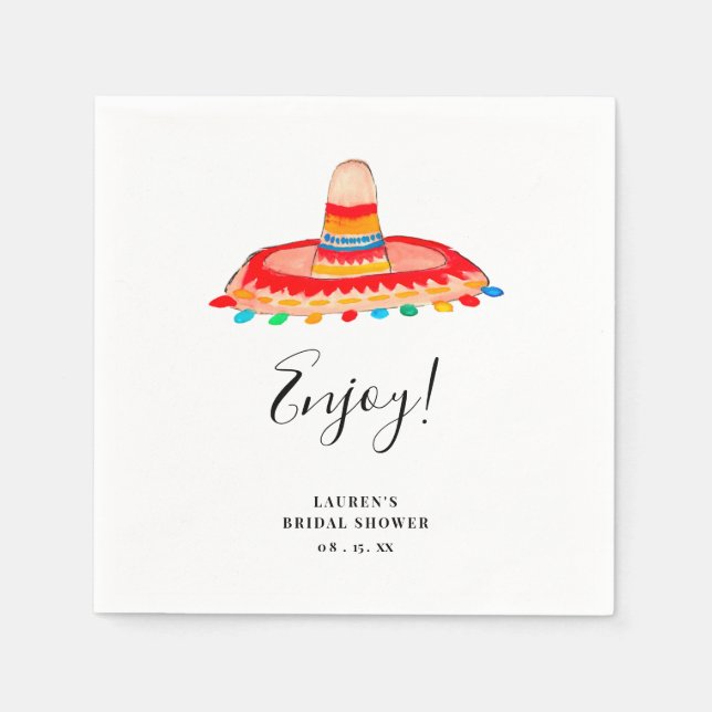 Sombrero, Bridal Fiesta, Bridal Shower  Napkins (Front)