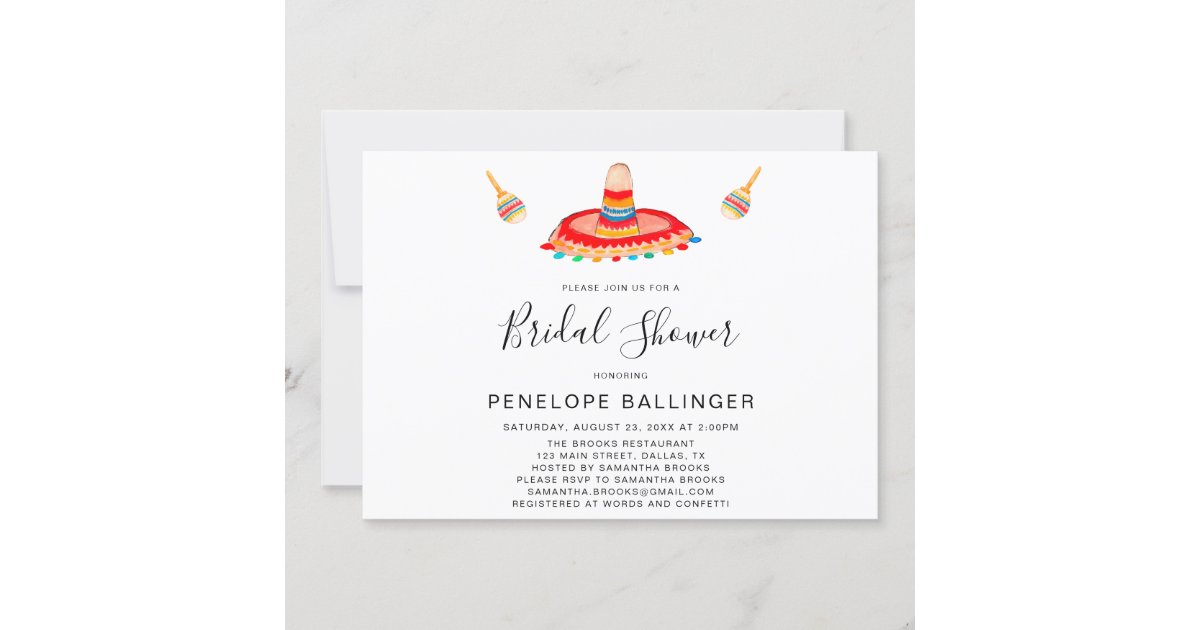 Sombrero Bridal Fiesta Invitations, Bridal Shower Invitation Zazzle