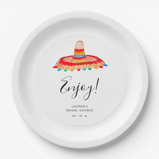 Sombrero Bridal Fiesta  Paper Plates (Front)