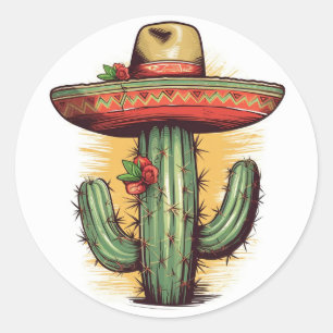 Sombrero-Clad Celebration Cinco de Mayo in Mexico Classic Round Sticker