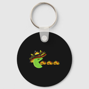 Sombrero Eating Funny Tacos With Mustaches Cinco D Keychain