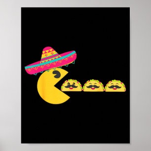 Sombrero eating funny tacos with mustaches cinco poster