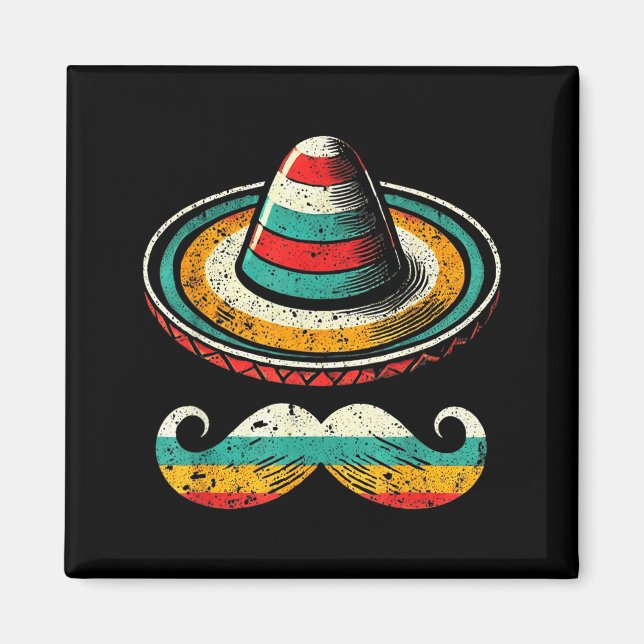 Sombrero Face Cinco De Mayo Mustache Fiesta Men Bo Magnet (Front)
