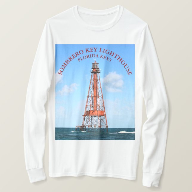 Sombrero Key Lighthouse Florida Keys long sleeve T-Shirt (Design Front)