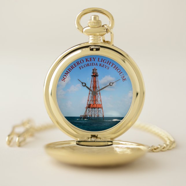Sombrero Key Lighthouse Florida Keys Pocket Watch (Inside)