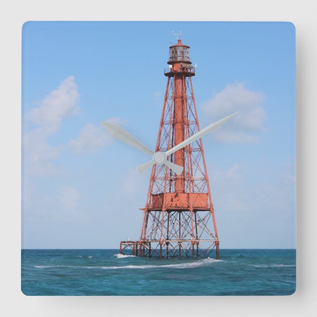 Sombrero Key Lighthouse, Florida Keys Square Wall Clock (Front)