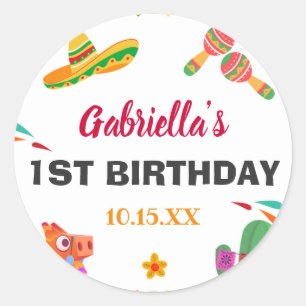 Sombrero Llama Mexican Style Fiesta First Birthday Classic Round Sticker