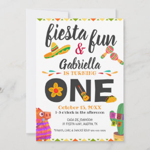 Sombrero Llama Mexican Style Fiesta First Birthday Invitation