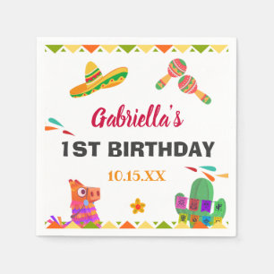 Sombrero Llama Mexican Style Fiesta First Birthday Napkins
