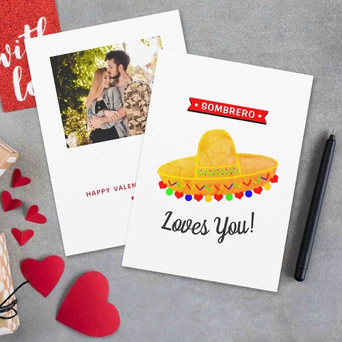 Sombrero Loves You Funny Whimsy Valentines Day Holiday Card