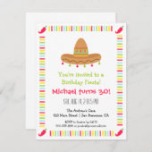 Sombrero Mexican Fiesta Adult Birthday Party Invitation (Front/Back)
