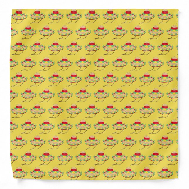 Sombrero Mexican Fiesta Hat Cinco de Mayo Yellow Bandana (Front)