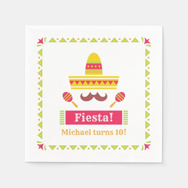 Sombrero Moustache Maracas Fiesta Napkins (Front)