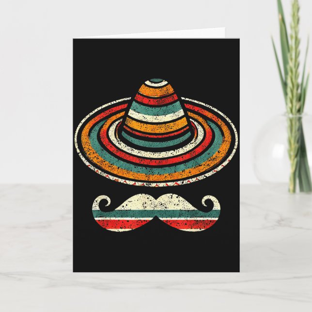 Sombrero Serape Cinco De Mayo Mustache Fiesta Men  Card (Front)