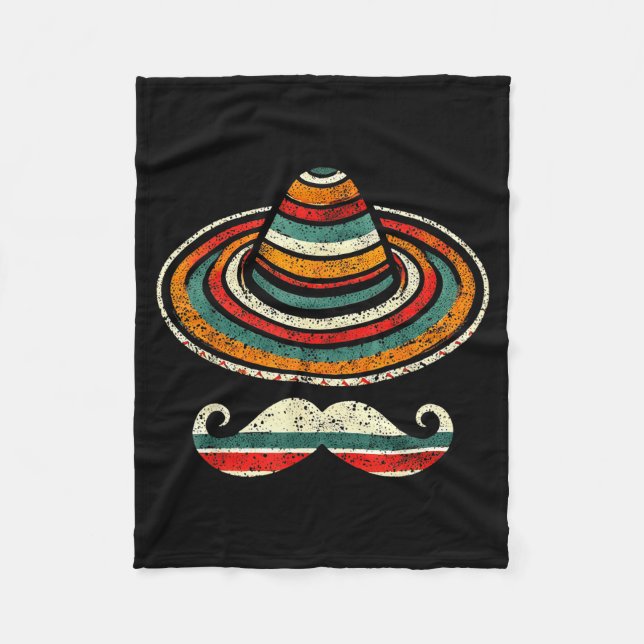 Sombrero serape cinco de mayo mustache fiesta men fleece blanket (Front)