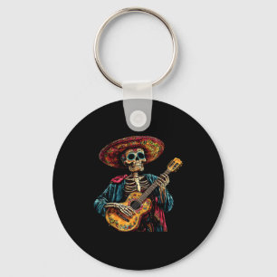 Sombrero skeleton mexico dia de los muertos keychain