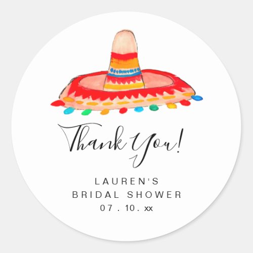 Sombrero Thank You Bridal Fiesta  Classic Round Sticker