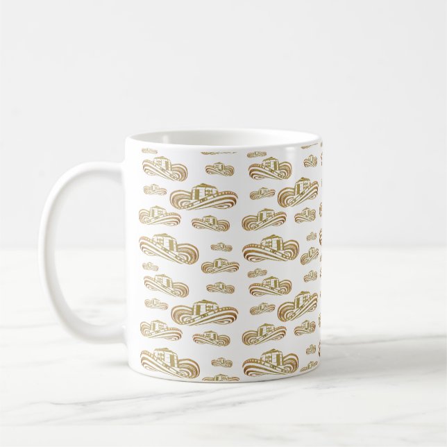 Sombrero Vueltiao Gold Leaf Pattern Mugs (Left)