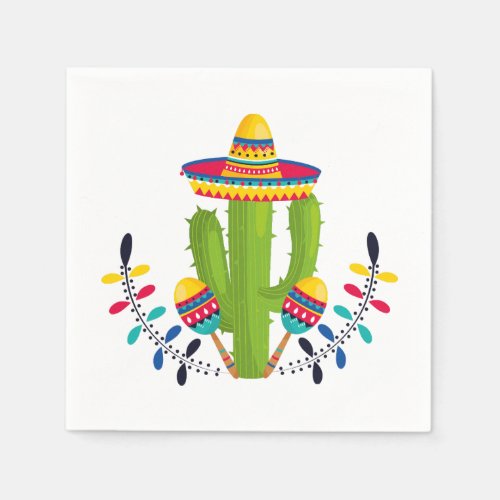 Sombrero wearing Cactus with Maracas Napkins