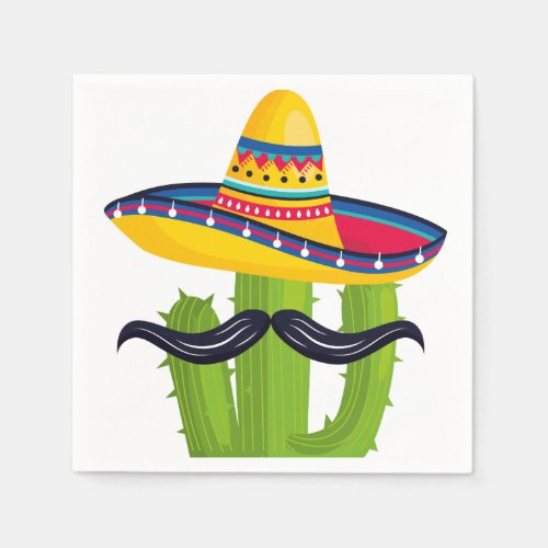 Sombrero wearing Cactus with Mustache Napkins