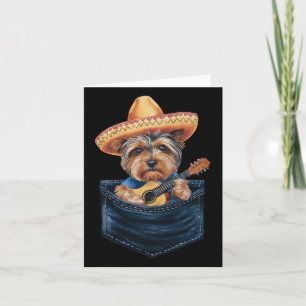 Sombrero Yorkshire Terrier Dog Playing Guitar Cinc Card