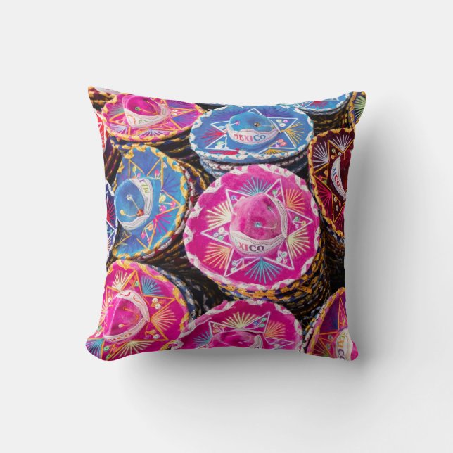 Sombreros In Mexico Throw Pillow (Front)