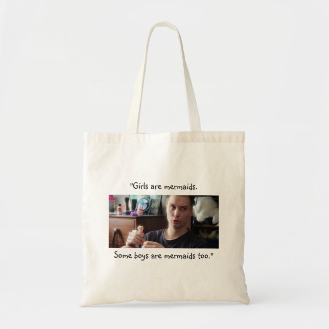 “Some Boys are Mermaids Too” Tote Bag (Front)