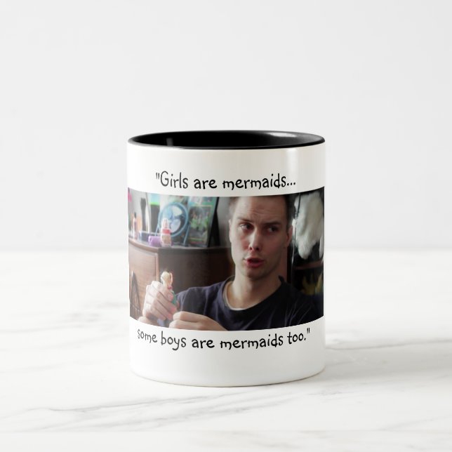 “Some Boys are Mermaids Too” Two-Tone Coffee Mug (Center)