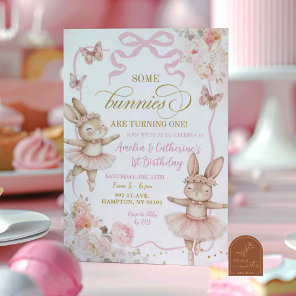 Some Bunnies are turning One Twins Birthday Invitation