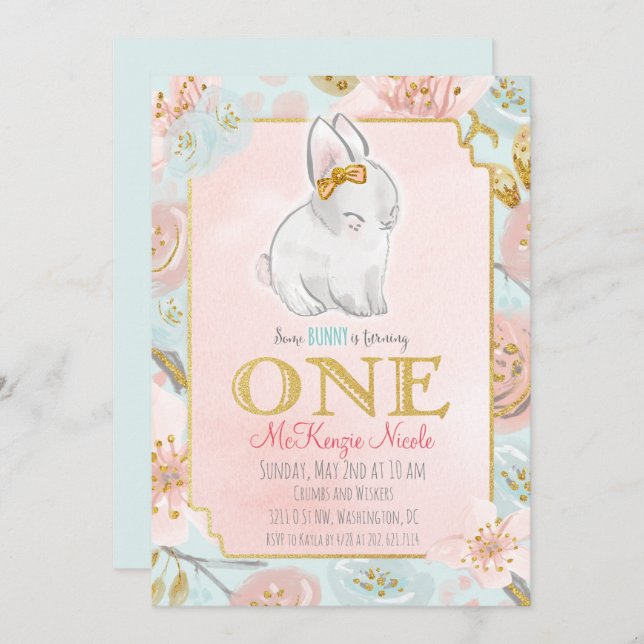 Some Bunny 1st Birthday Invitation (Front/Back)