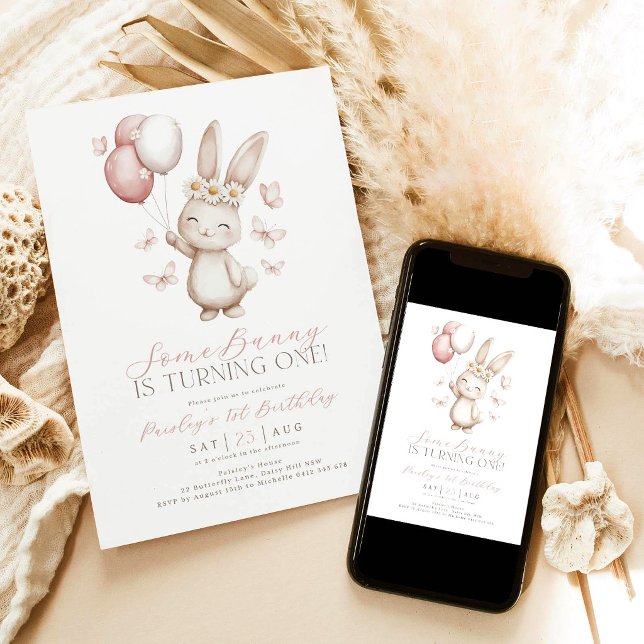 Some Bunny 1st Birthday Invitation: Daisies  Invitation (Creator Uploaded)
